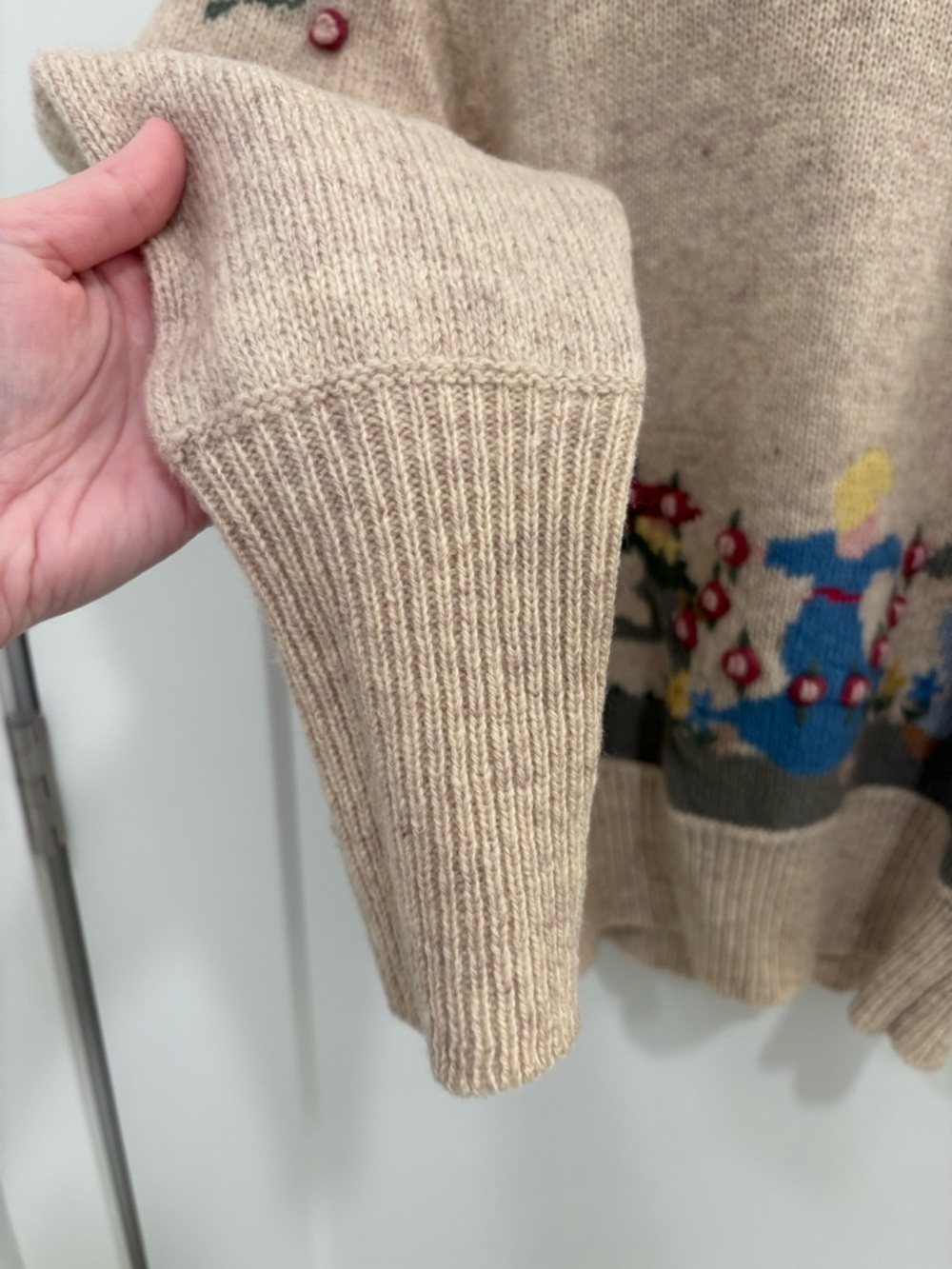 Vintage 90s Susan Bristol 100% Shetland Wool Dancing Ladies Knit Sweater Size S - Picture 5 of 14